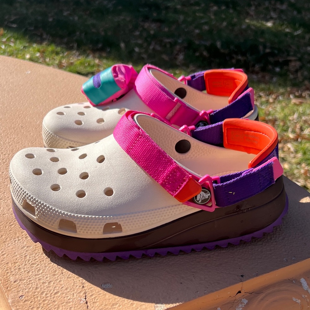 Crocs Classic Hiker Slip On Clogs Size 8 Multi Color Stucco Pink Purple.